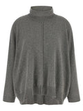 Alberta Ferretti Central-Stitched Cashmere-Blend Sweater — gray