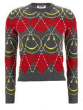 Moschino Smiley Intarsia Sweater — Charcoal