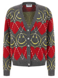 Moschino Heart & Smiley Jacquard Cardigan — Charcoal