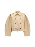 Ganni Double-Breasted Belted Jacket — Beige