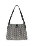 Balmain Jacquard and Leather Shoulder Bag — Gray