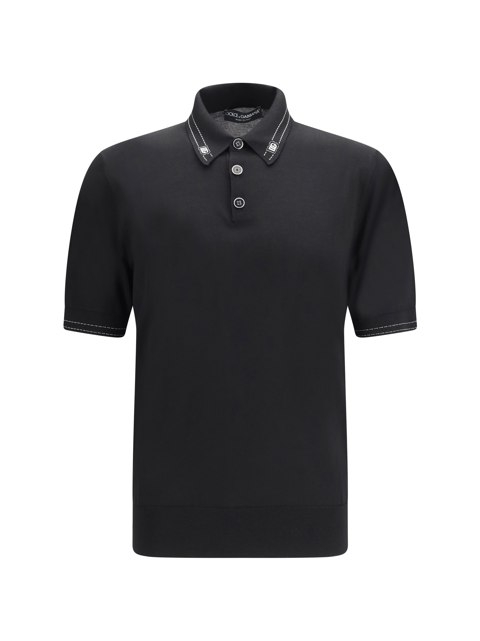 Dolce & Gabbana 100% Silk Polo — Black