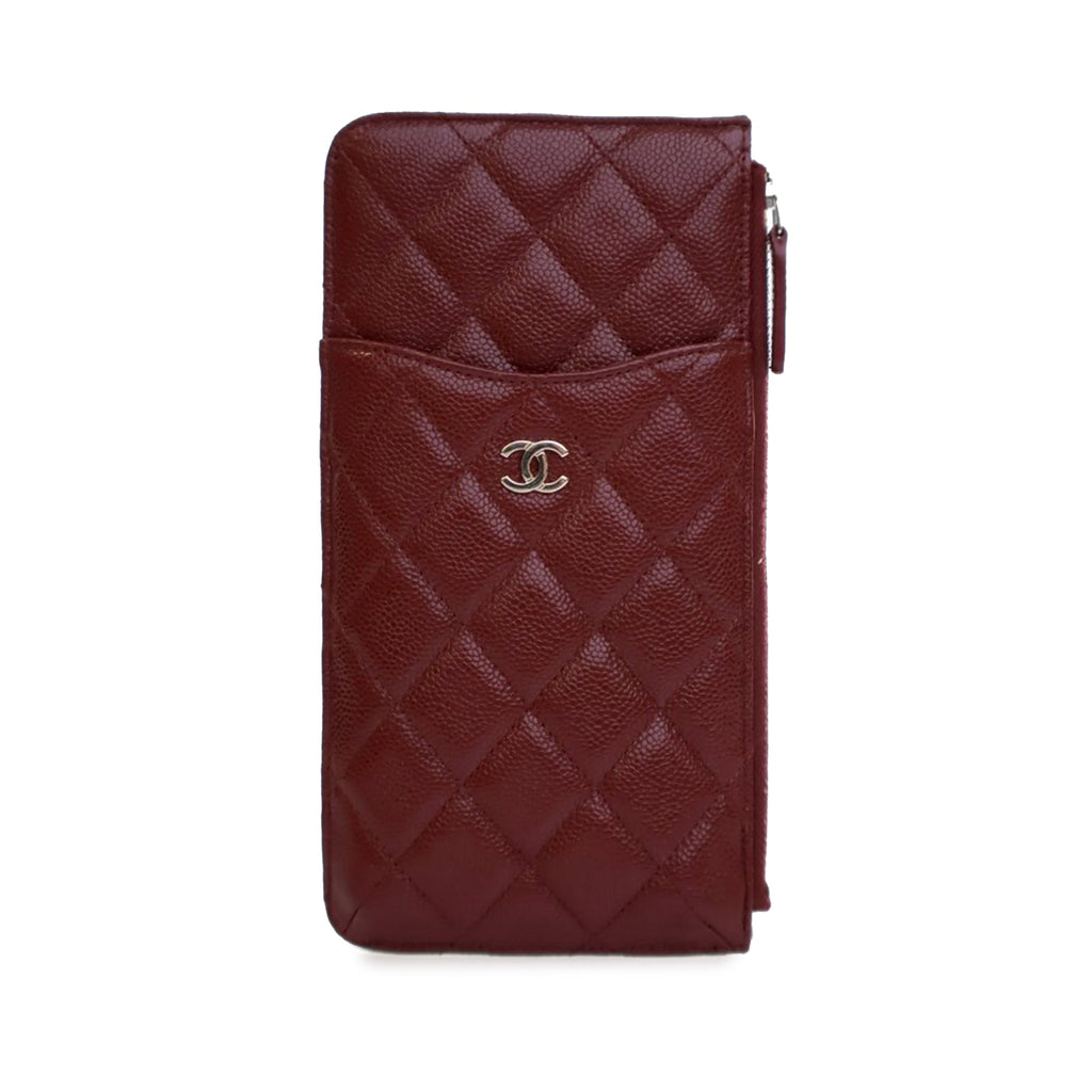 CC Quilted Caviar Flat Phone Case Wallet Pouch
