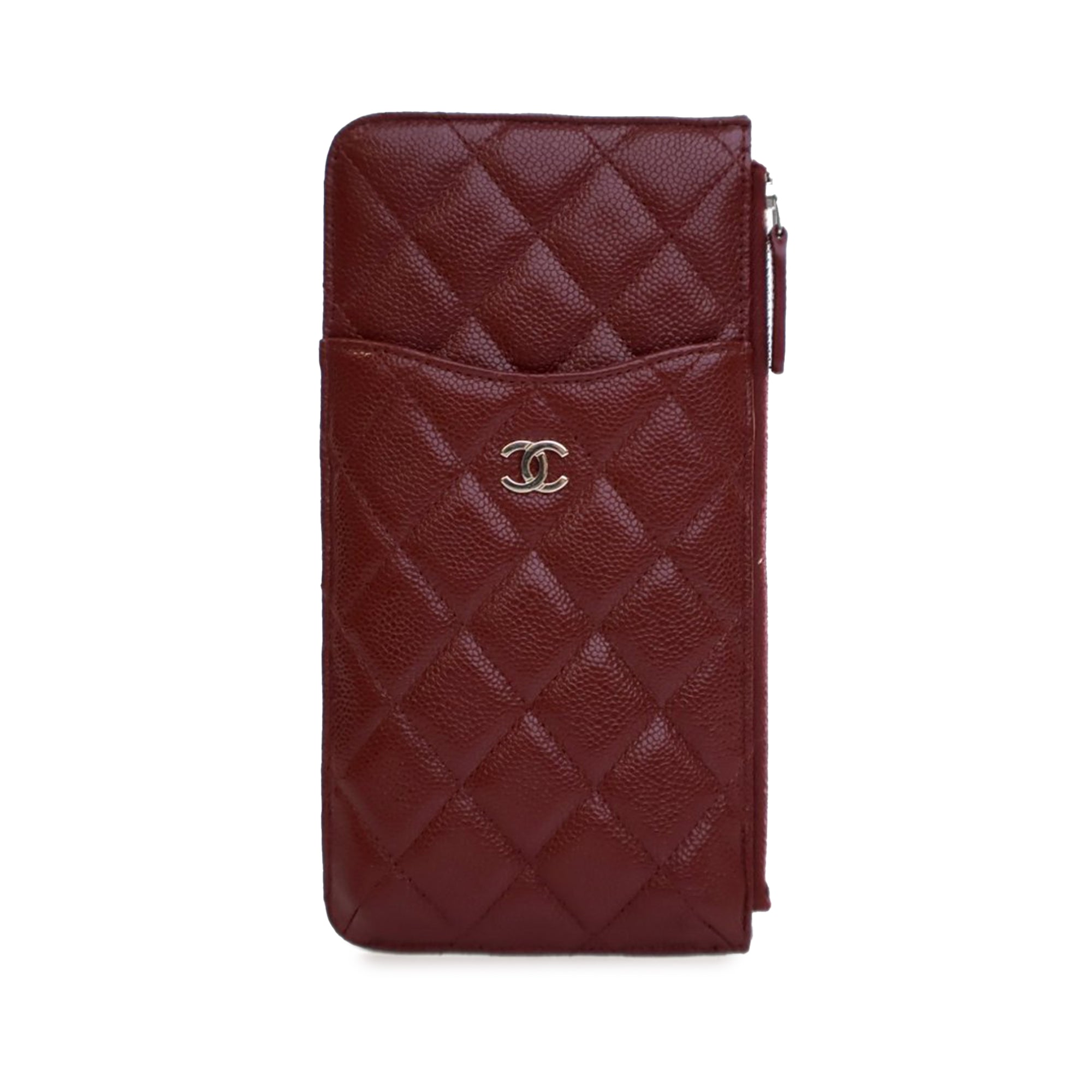 CC Quilted Caviar Flat Phone Case Wallet Pouch