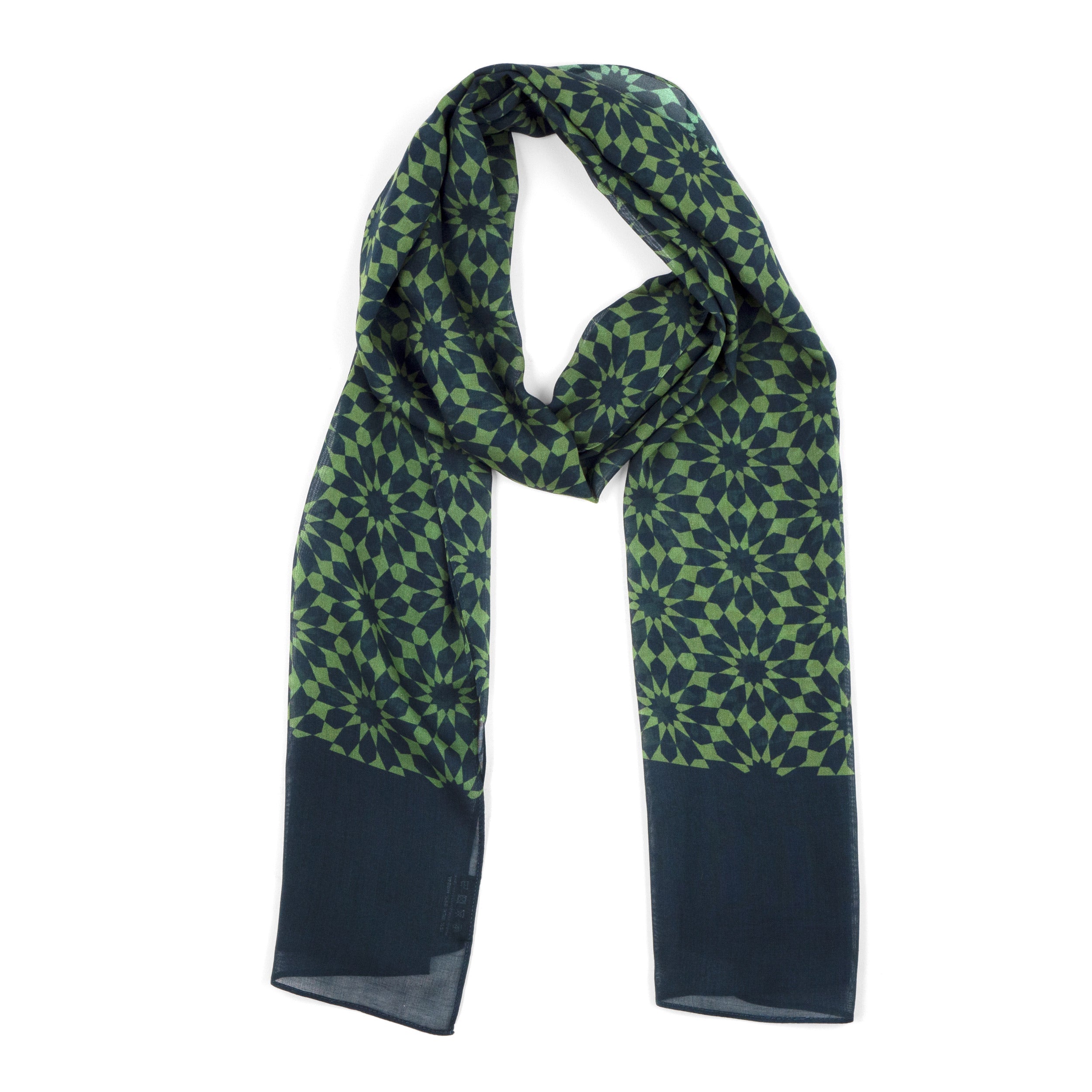 Islamic Art Inspired Green Scarf - Silk & Modal