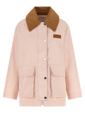 Ganni Corduroy Collar Twill Jacket — Pink