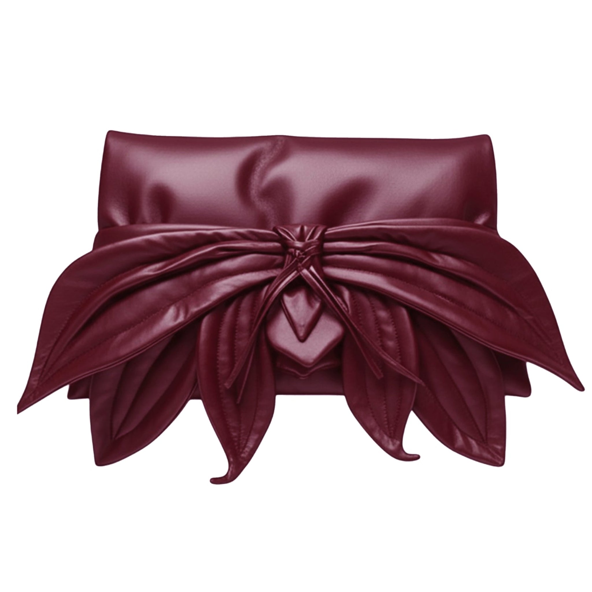 Petal Faux Leather Evening Clutch Bag - Burgundy