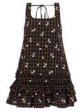 Ganni Check Flower Dress — Black