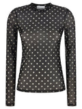 Ganni Polka Dot Sheer Blouse — Charcoal