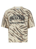 Ganni Zebra-Print Intarsia Sweater — Cream