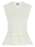 Ganni Ribbed Crochet Cotton Vest — White