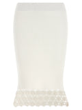 Ganni Ribbed Cotton with Crochet Hem Skirt — White