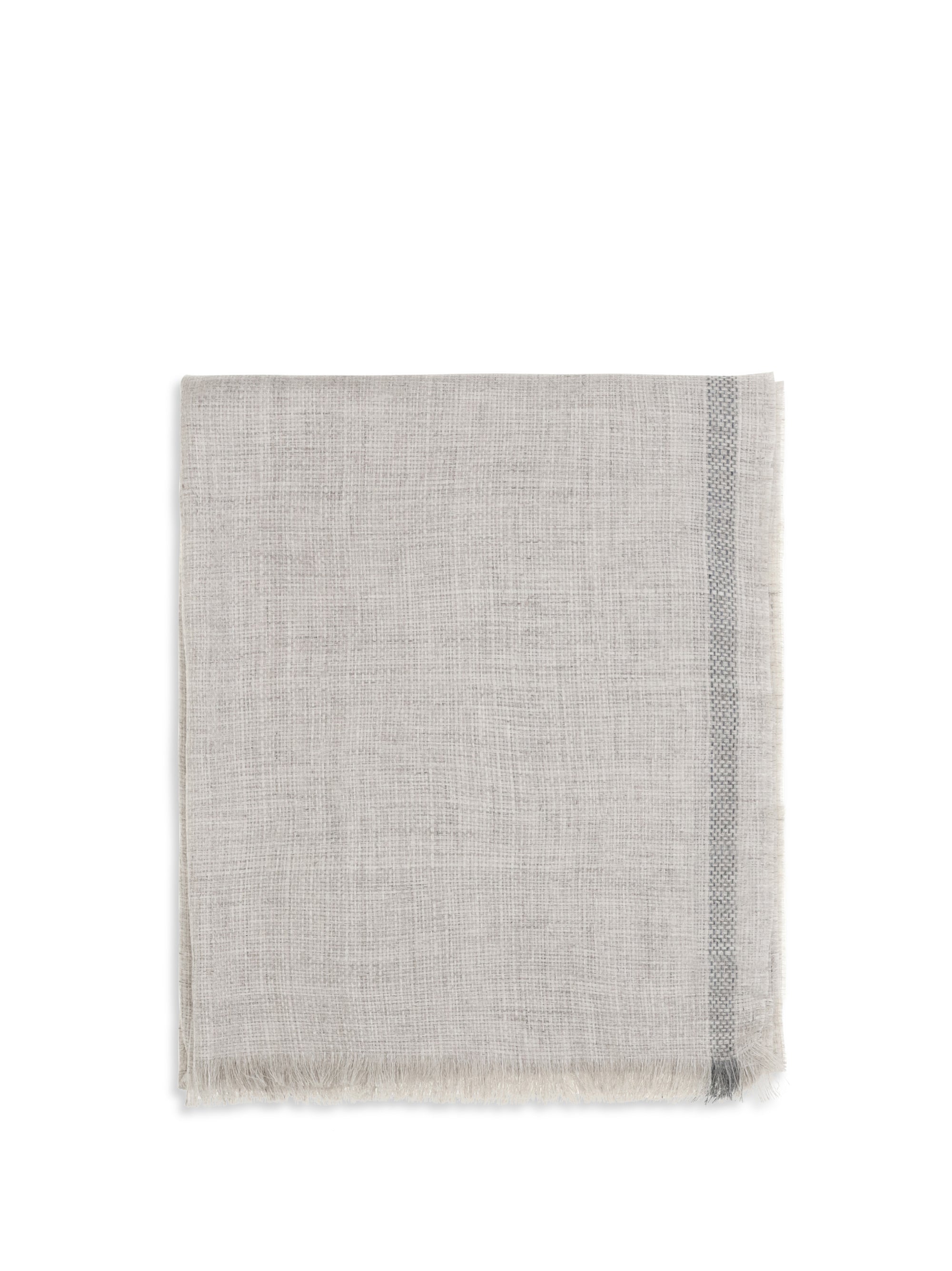 Brunello Cucinelli Fringed Linen Scarf — Beige