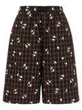 Ganni Check Floral Embroidered Bermuda Shorts — Black