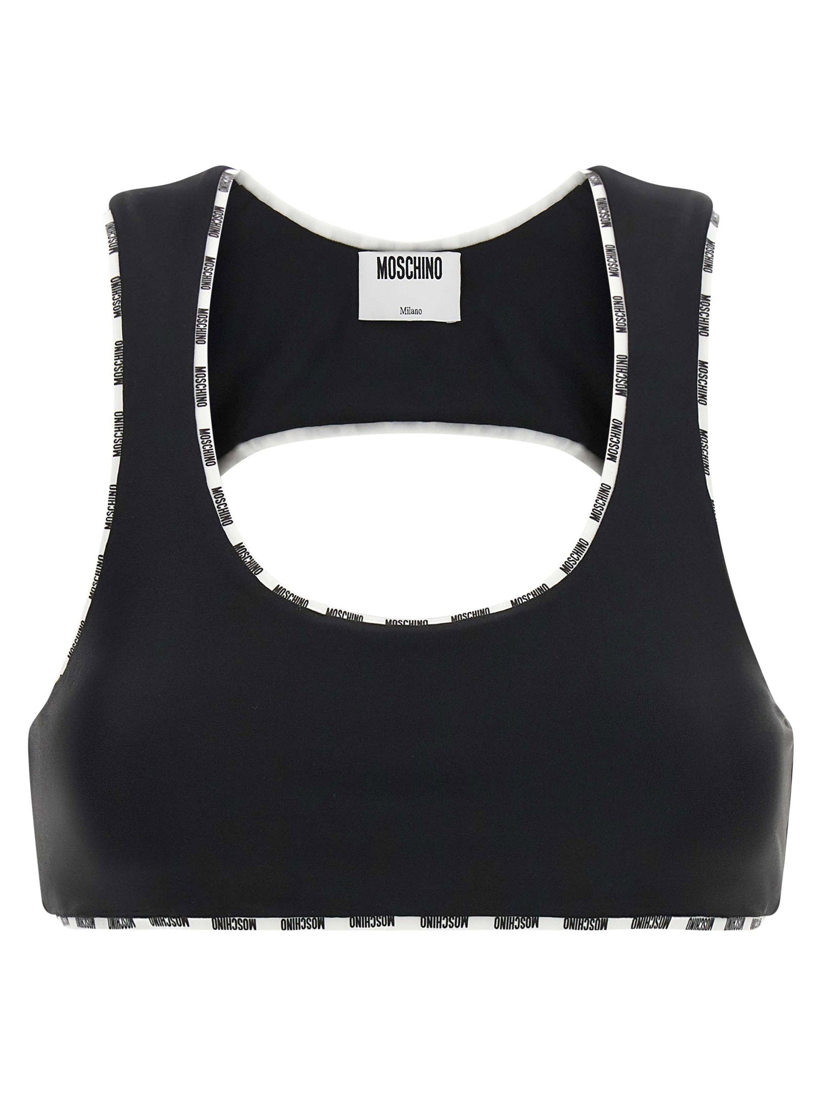 Moschino Logo-Trimmed Tank Top — Black