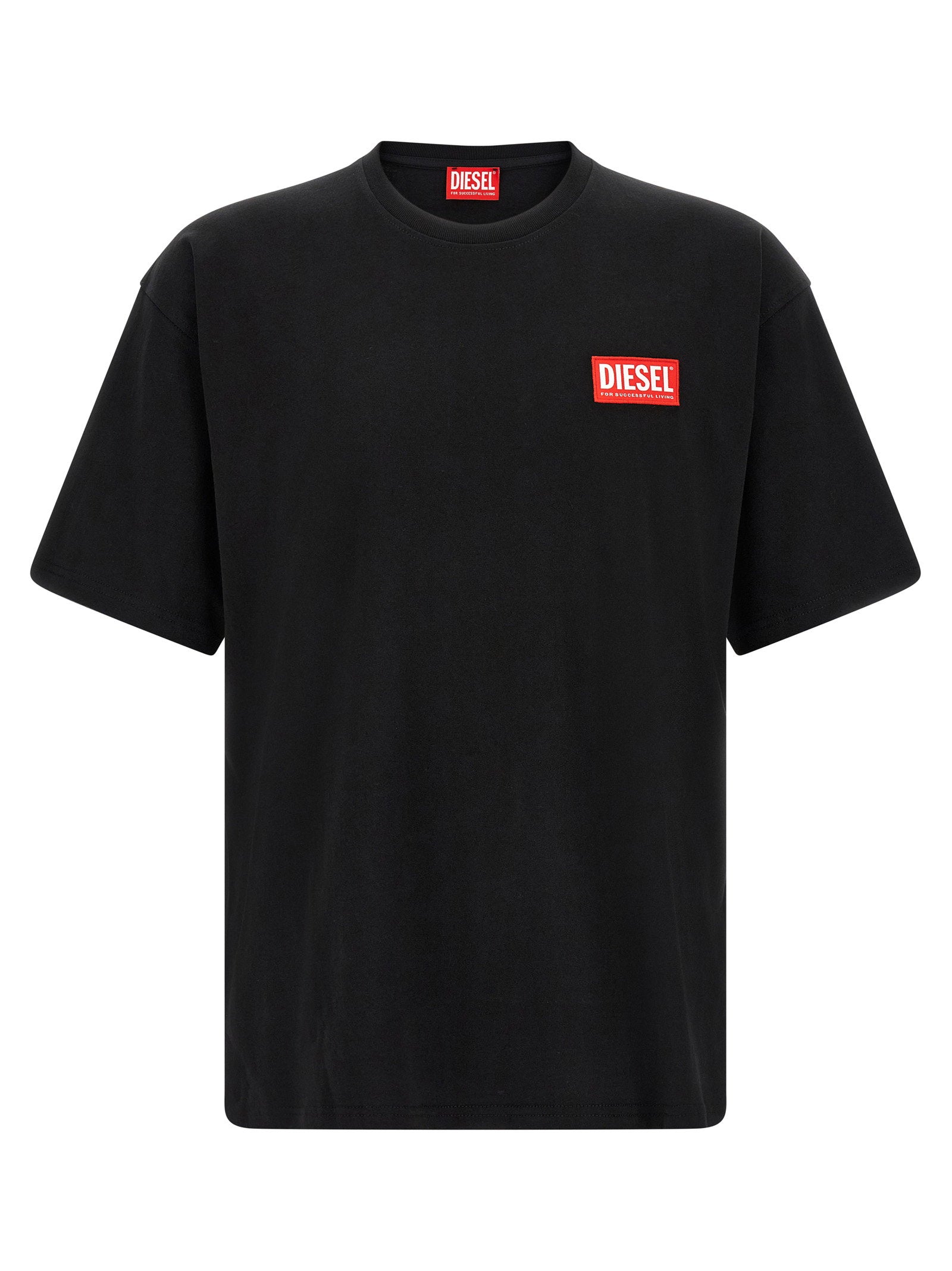Diesel Logo-Patch Cotton T-Shirt — Black