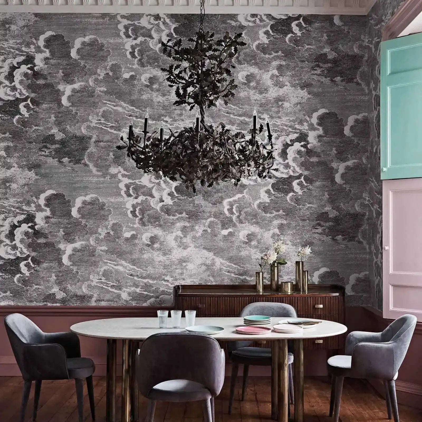 Black and White Cloud Mural