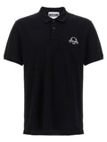 Moschino Logo-Embroidered Cotton Piqué Polo Shirt — Black