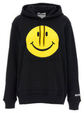 Moschino Smiley-Embroidered Cotton Hoodie — Black