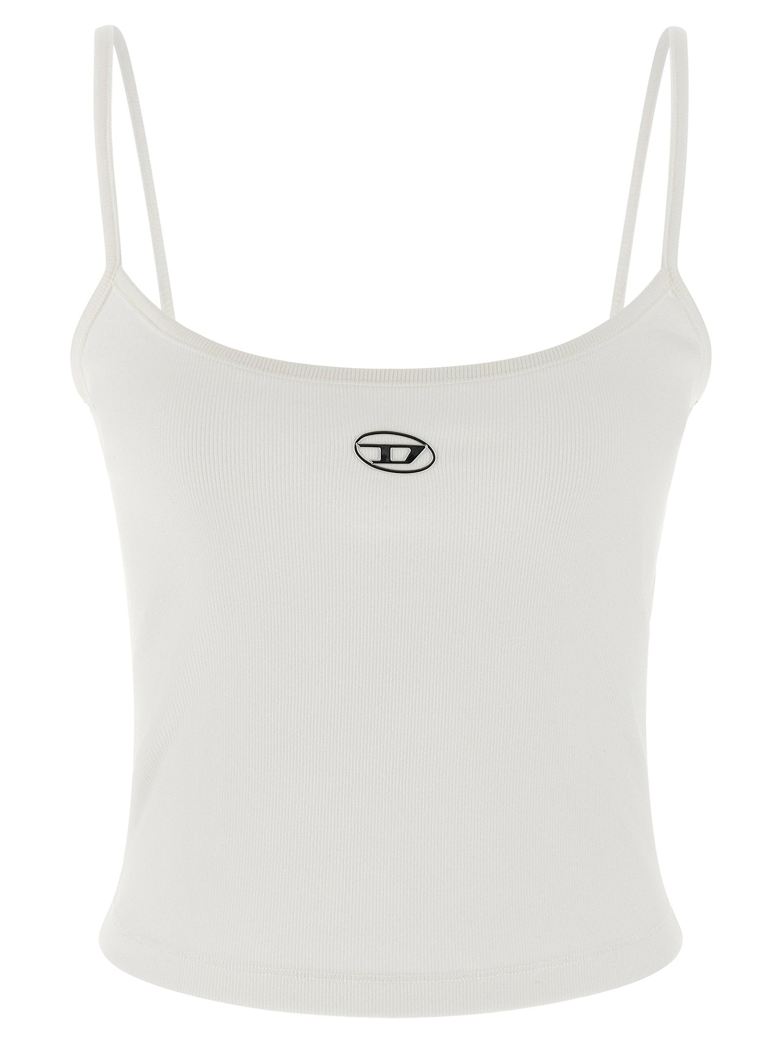 Diesel Logo-Embroidered Ribbed Tank Top — white