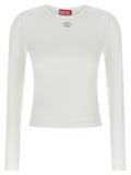 Diesel Logo-Embellished Stretch Cotton Long-Sleeve Top — White