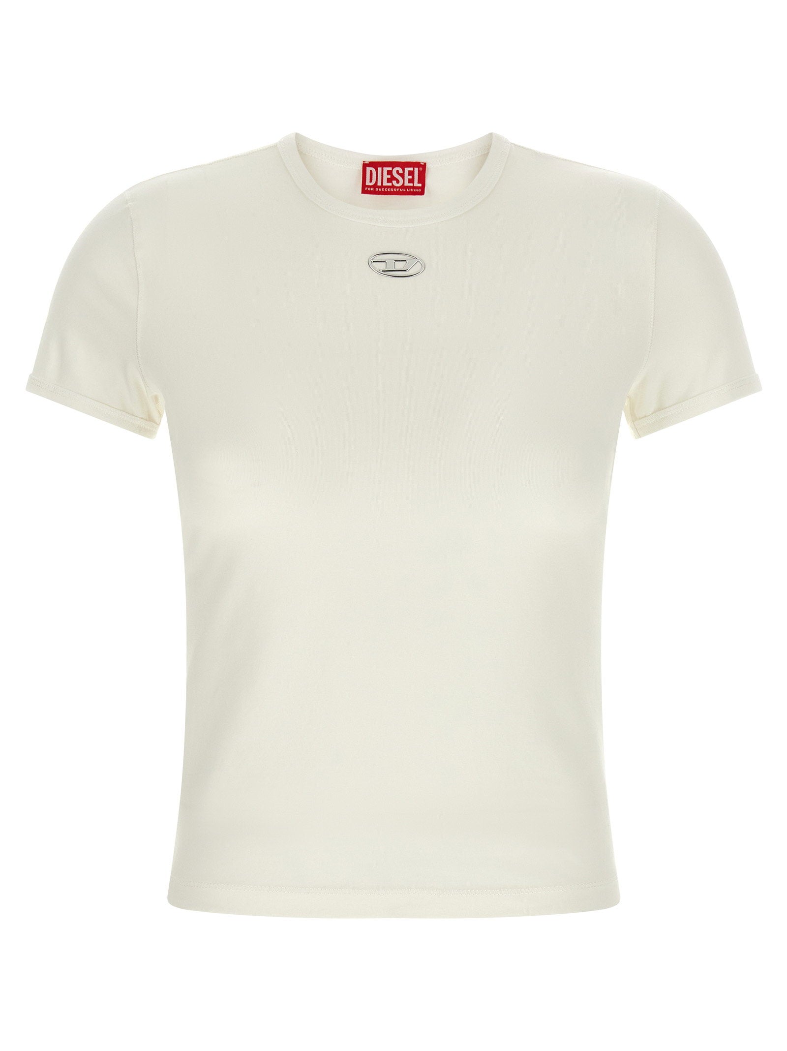 Diesel Logo-Embossed Cotton T-Shirt — Cream