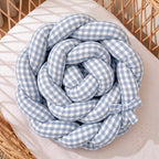 Trenza Protectora VICHY Grande CELESTE Cuna y Cama 200cm en Algodón | Sueños de Cigüeña