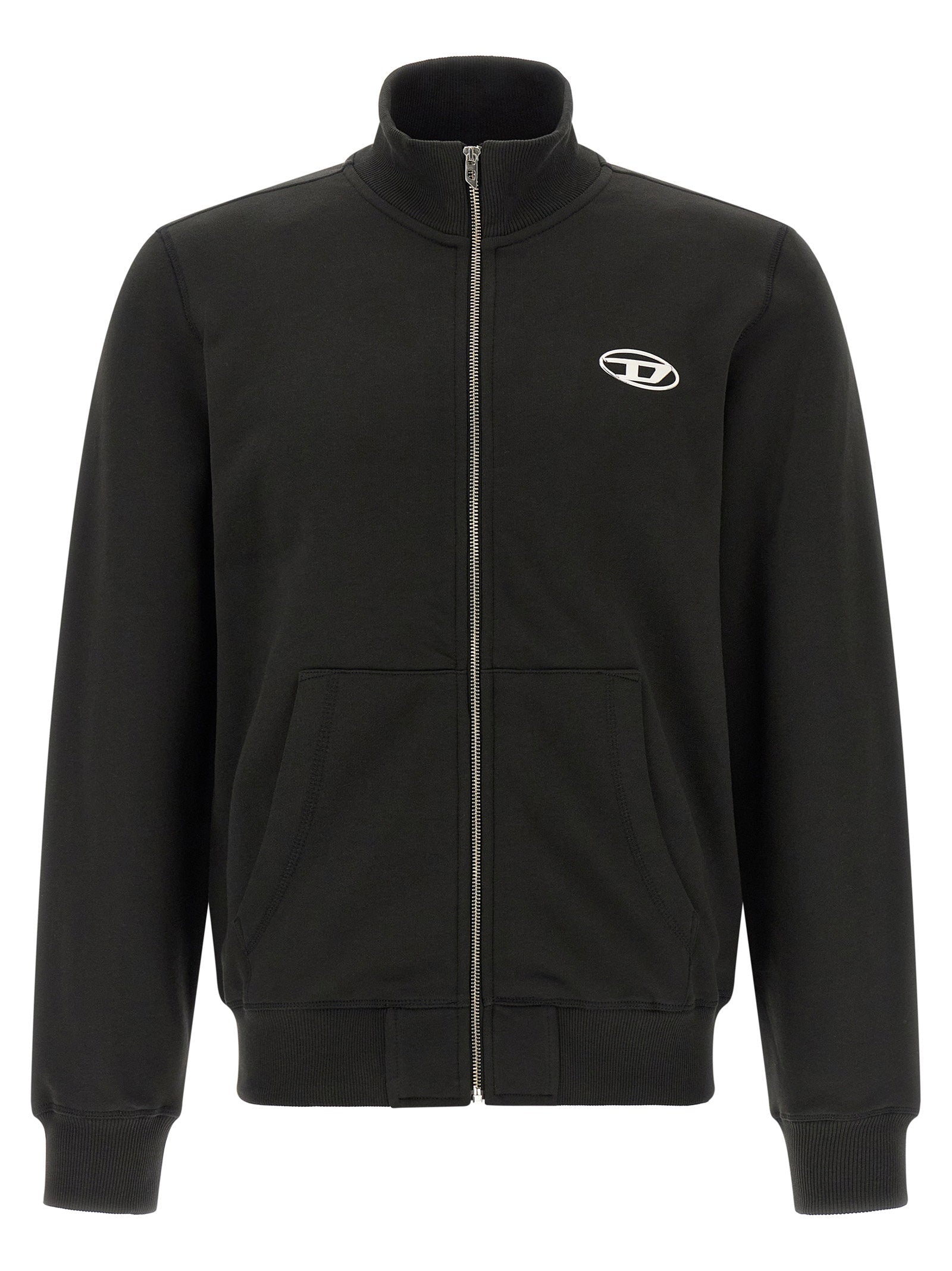 Diesel Logo-Embroidered Brushed Cotton Sweatshirt — Black