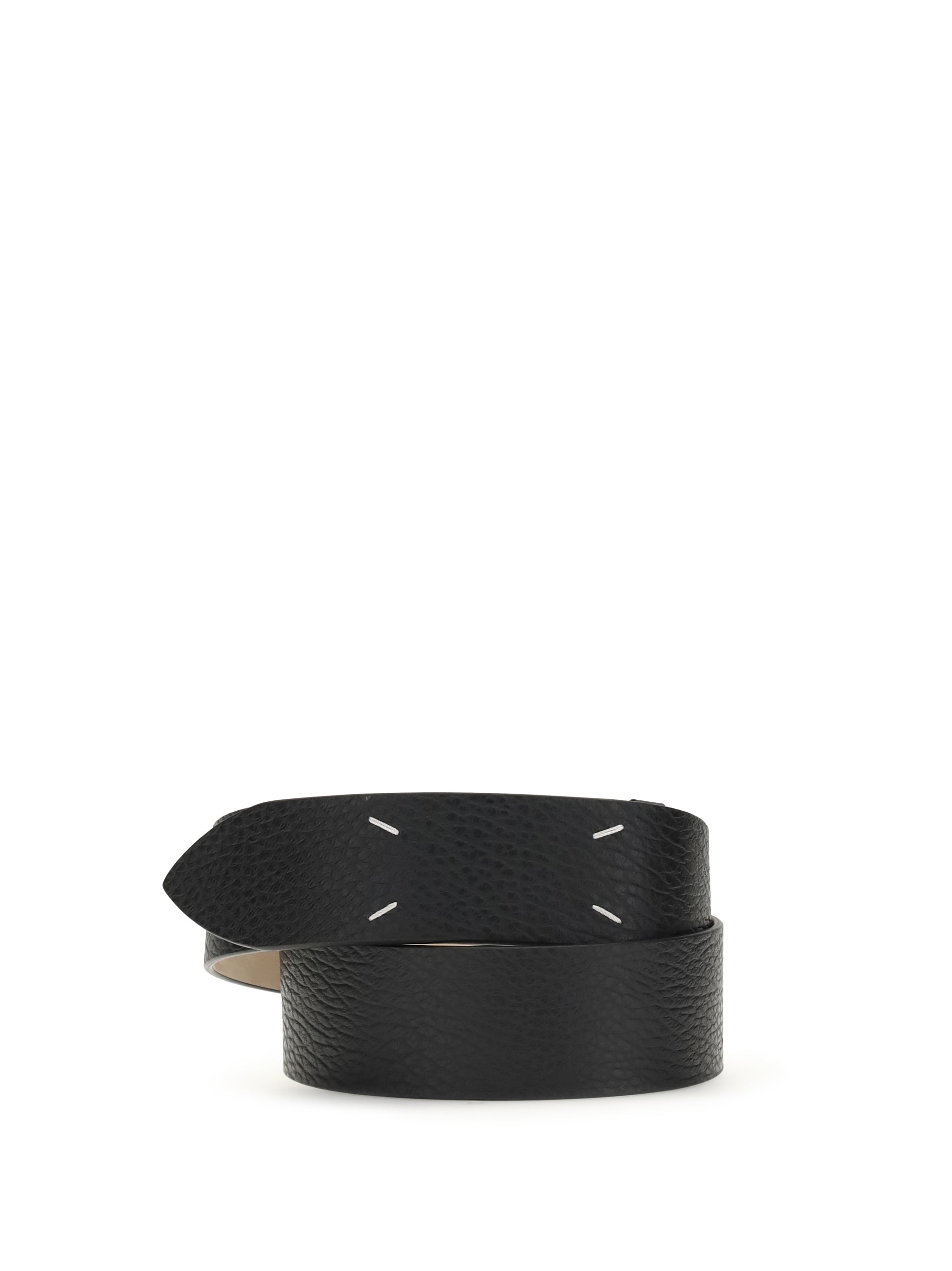 Maison Margiela Grained Four-Stitch Belt — Black