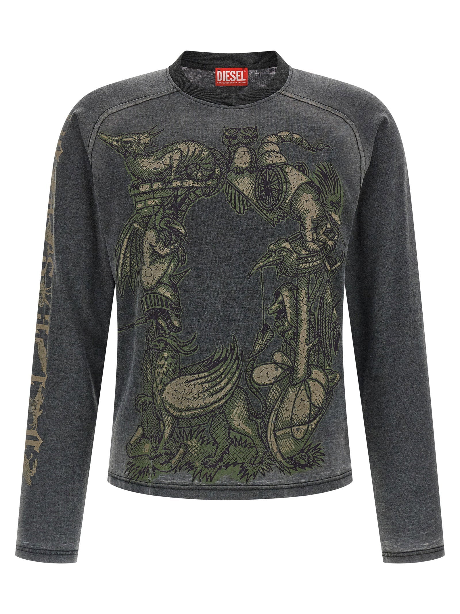 Diesel Graphic-Print T-shirt — charcoal