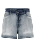 Diesel Two-Tone Washed Denim Denim Shorts — Blue