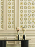 Cream and Gold Sun Faces Wallpaper