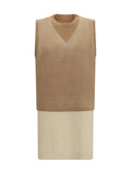 Maison Margiela Double-Layer Wool Knit Vest — Camel
