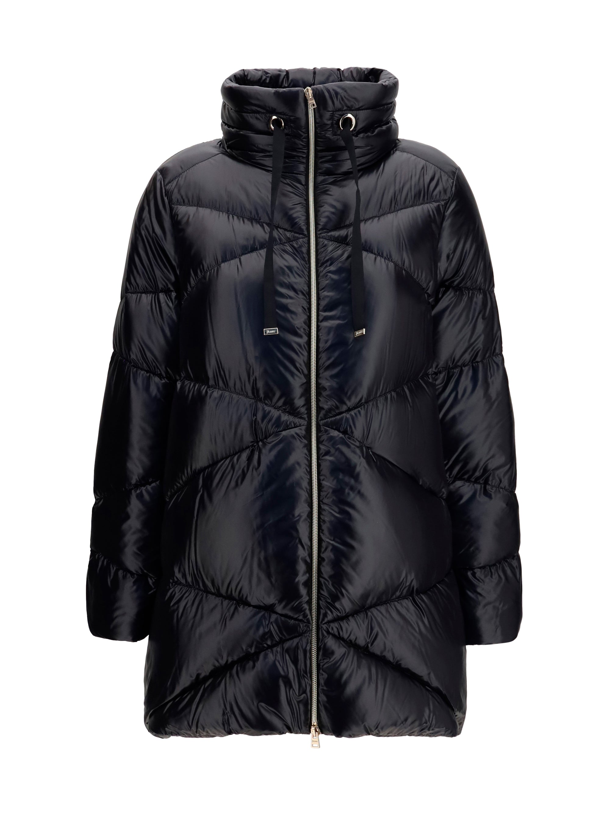 Herno Quilted Drawstring Down Jacket — Black