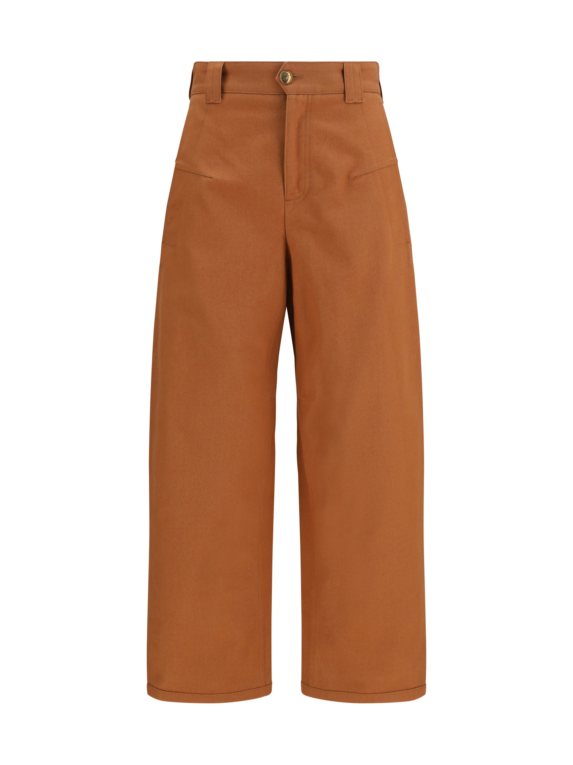 Chloé Cotton Canvas Barrel-Leg Trousers — Orange