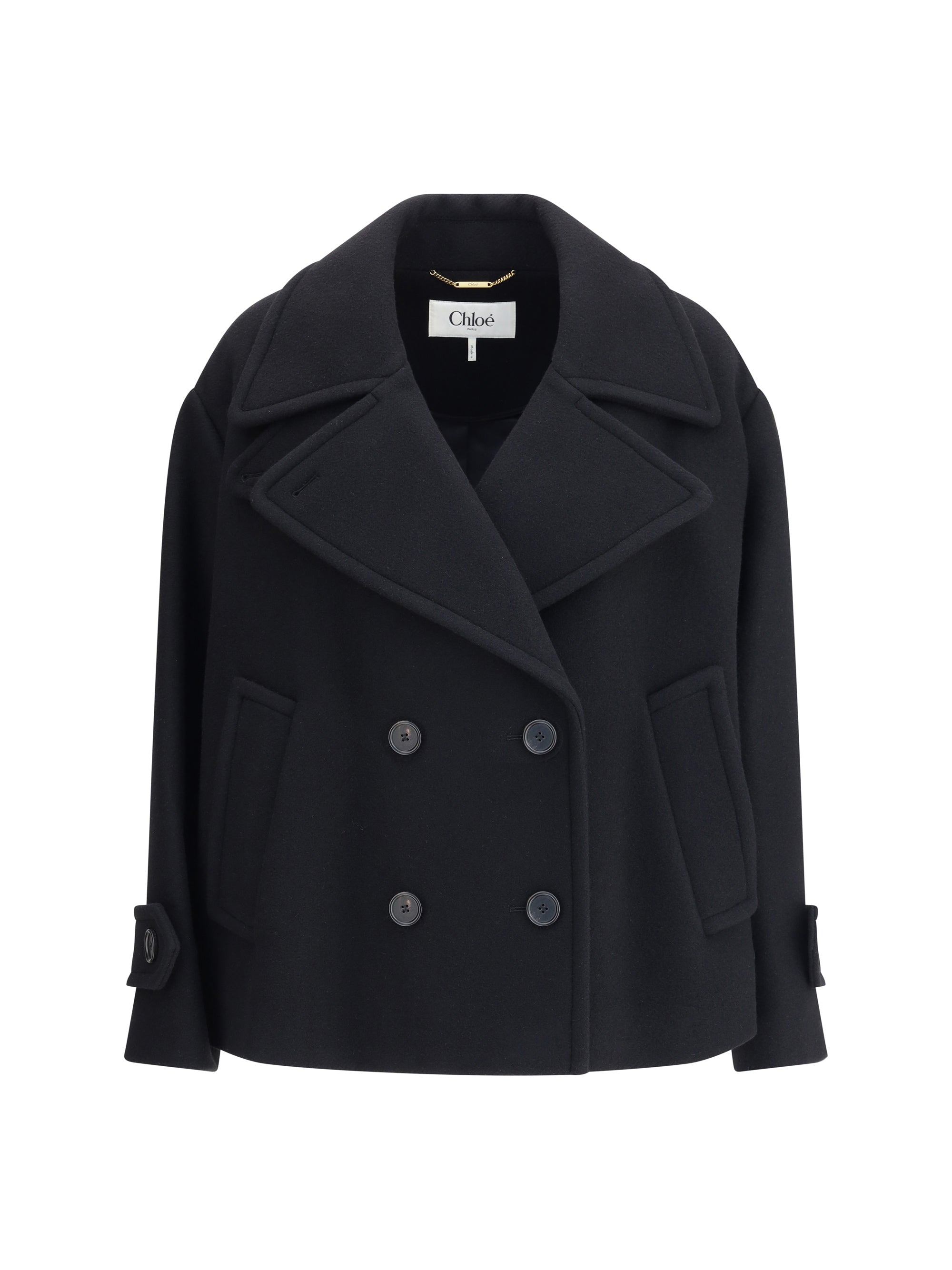 Chloé Double-Breasted Wool Coat — Black