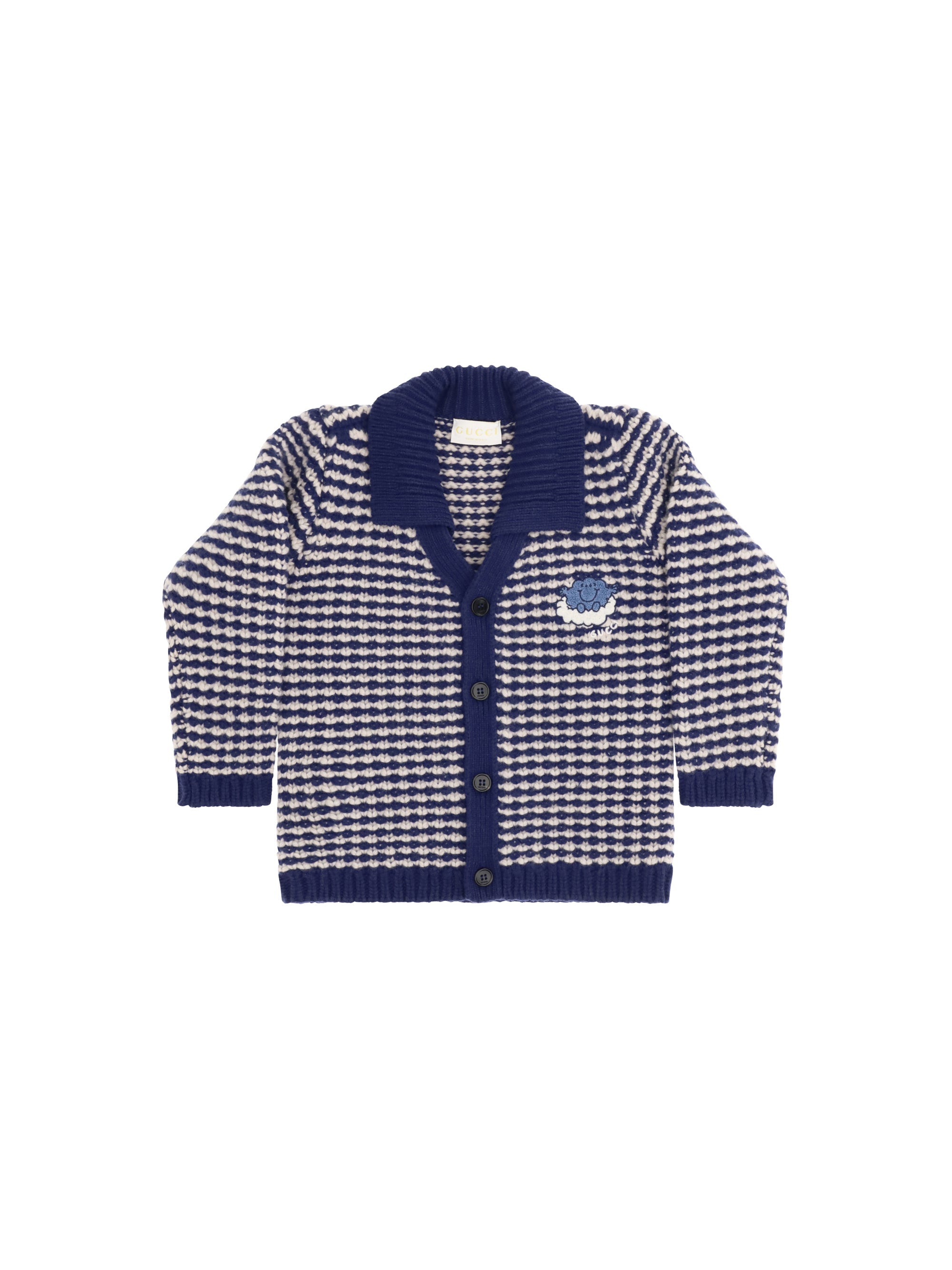 Gucci Striped Wool with Mr. Happy Cardigan — Navy