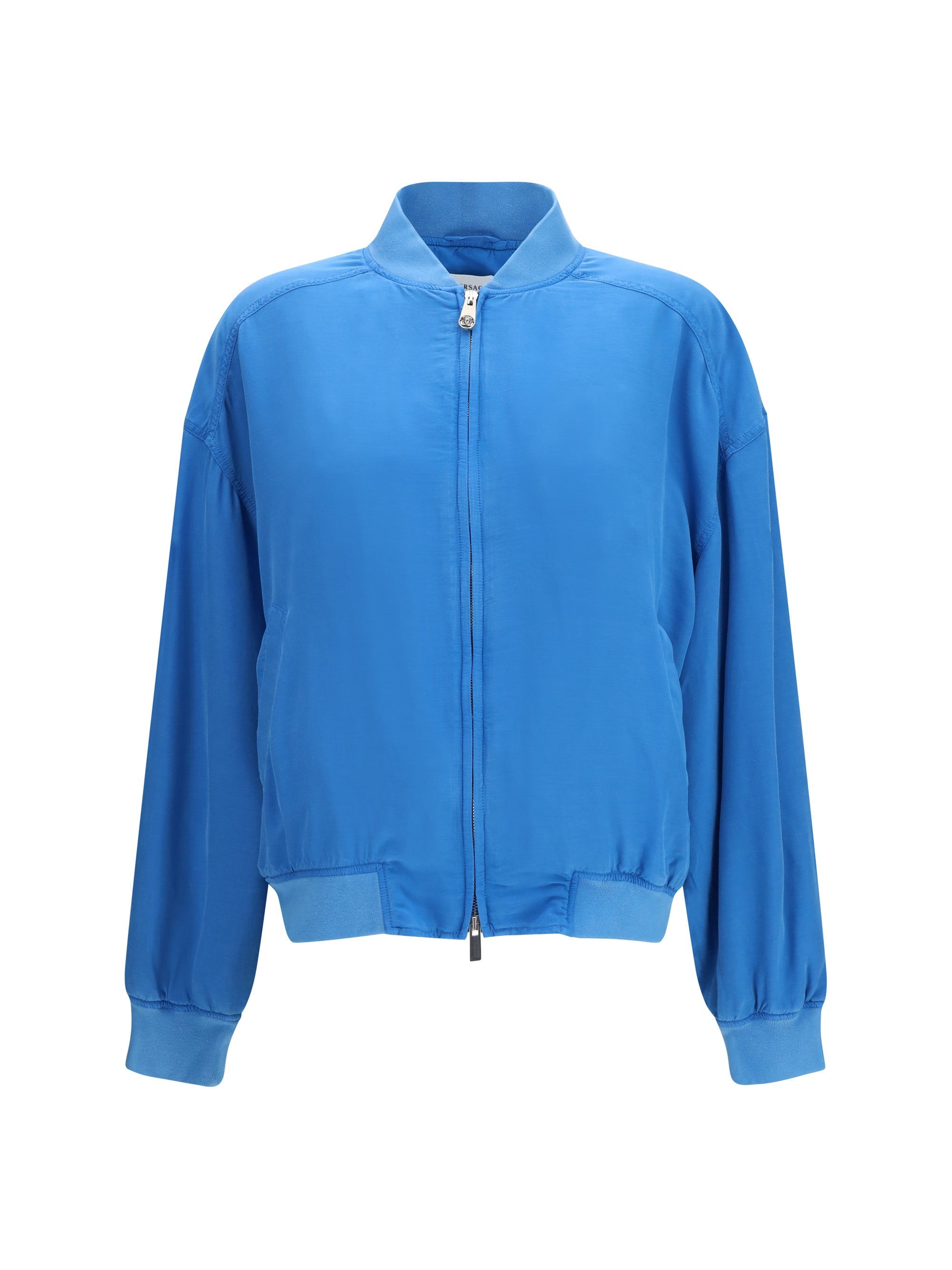 Versace Silk Zipper Jacket — Blue