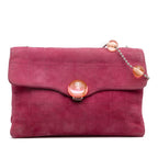 CC Choco Bar Suede Beaded Chain Flap