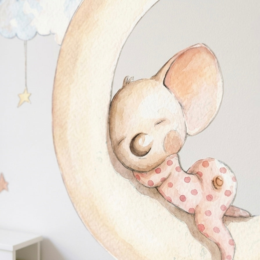 Vinilo Decorativo Infantil SUEÑOS EN LA LUNA - SUEÑOS DE CIGUEÑA