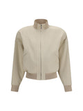 Gucci Silk Poplin Bomber Jacket — Beige