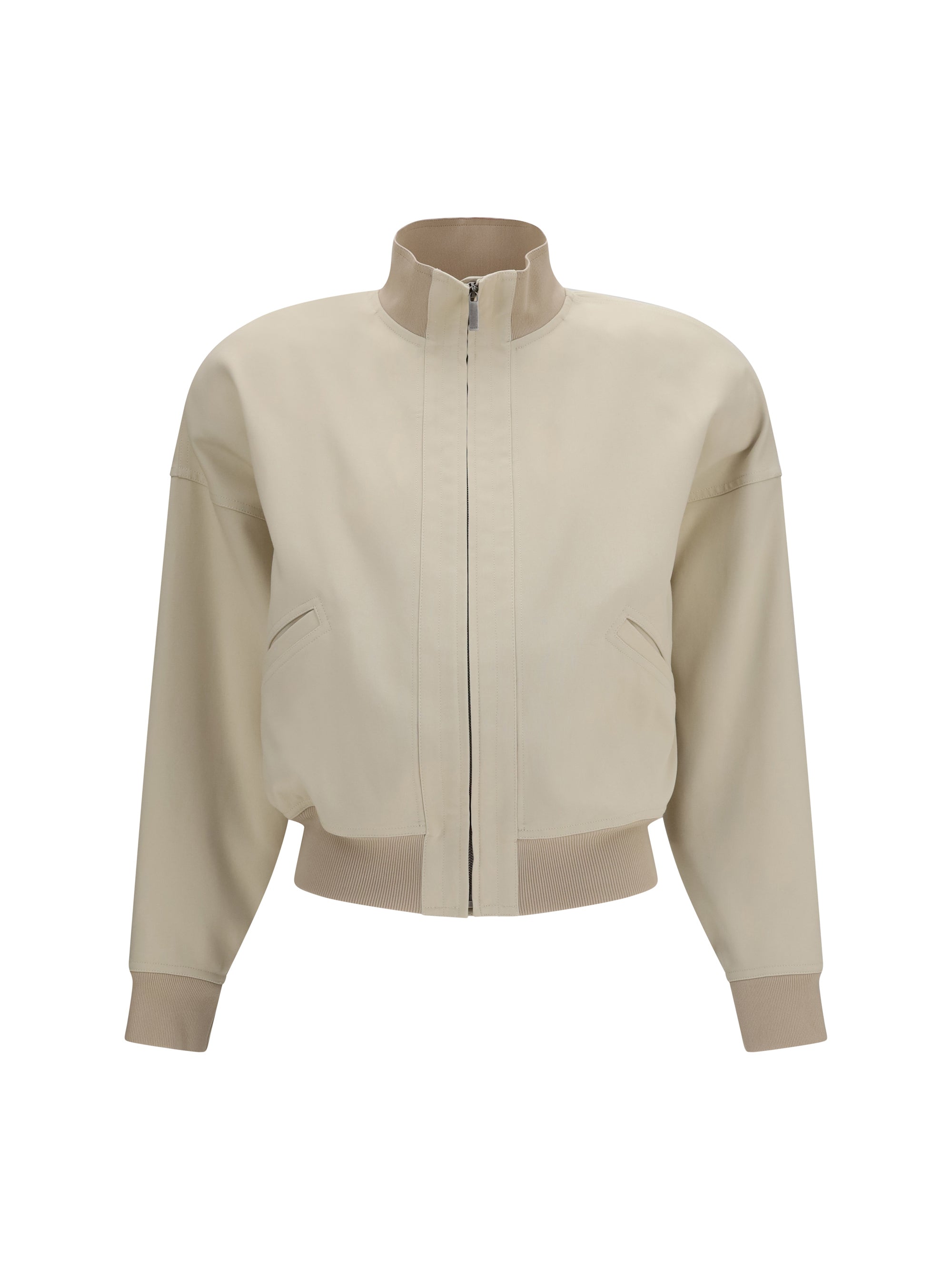 Gucci Silk Poplin Bomber Jacket — Beige