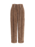 Brunello Cucinelli Elasticated Viscose and Cashmere Trousers — Beige