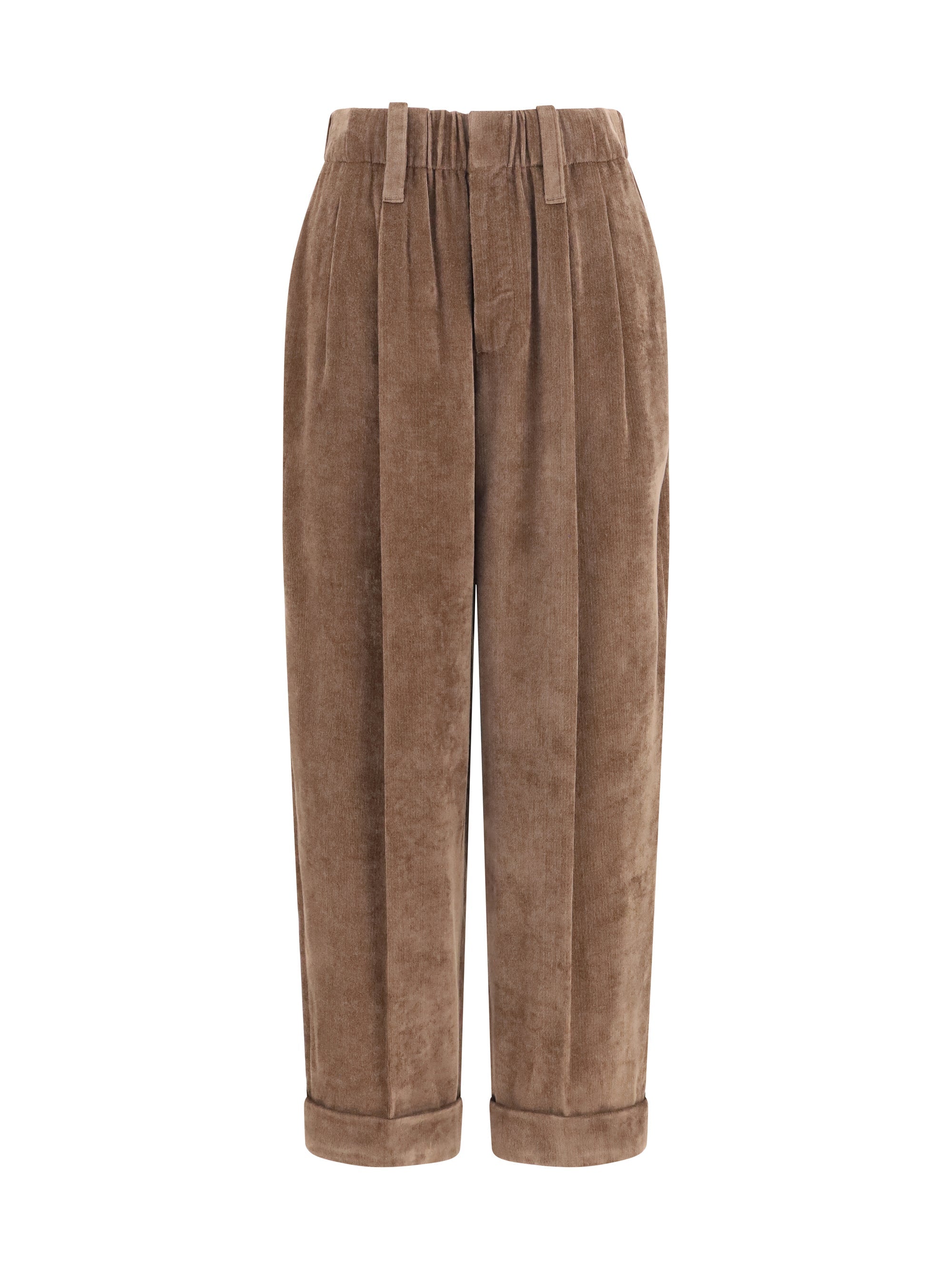 Brunello Cucinelli Elasticated Viscose and Cashmere Trousers — Beige
