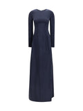 Maison Margiela Cupro Crew Neck Dress — Navy