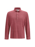 Brunello Cucinelli Mélange Linen and Cotton Jersey Polo — Red