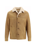 Salvatore Santoro Sheepskin Leather with Sherpa Lining Jacket — Beige