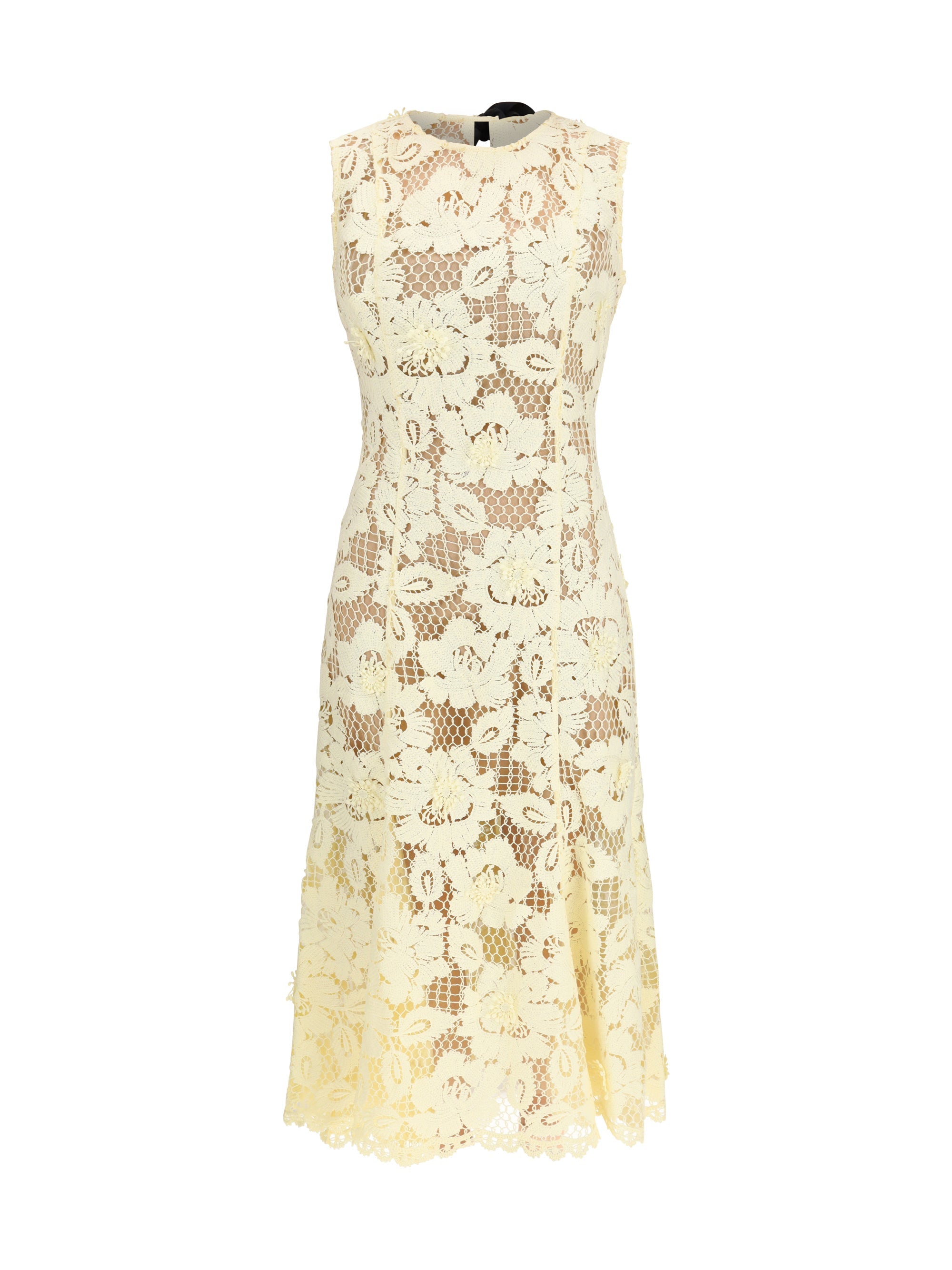 Self-Portrait Crochet Lace Dress — Yellow