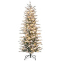 6' Pre-Lit Flocked Christmas Tree with Snow Branches, Auto Open, Extra Bulb