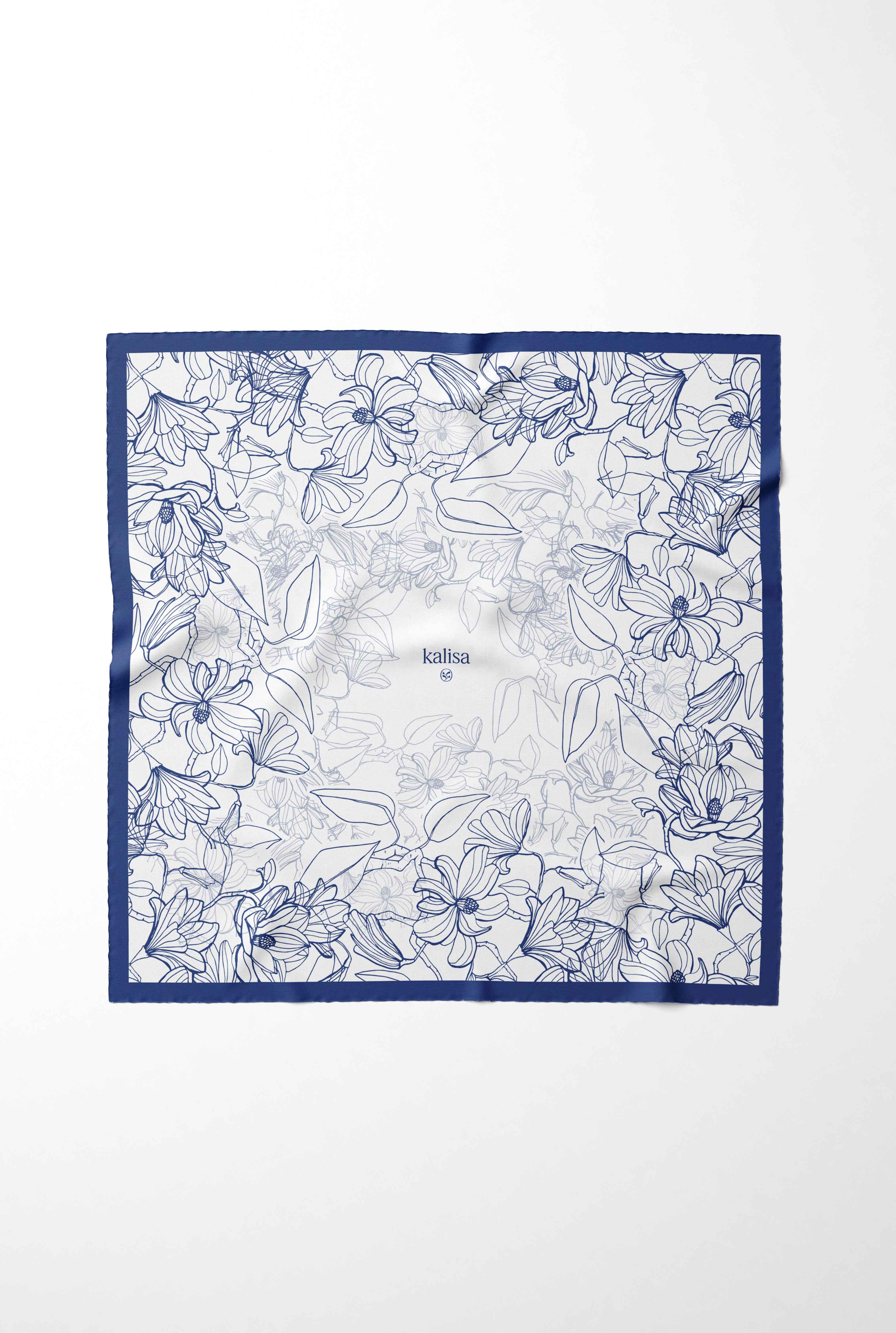 Midnight Bloom Silk Scarf